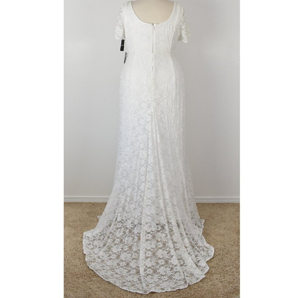 Torrid Ivory Lace Short Sleeve Fit & Flare Wedding Dress NEW - 22 - Picture 8 of 12